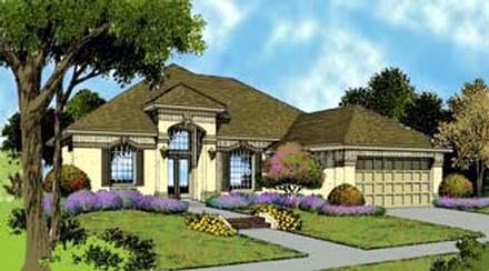 Contemporary Florida Mediterranean One-Story Elevation of Plan 63286