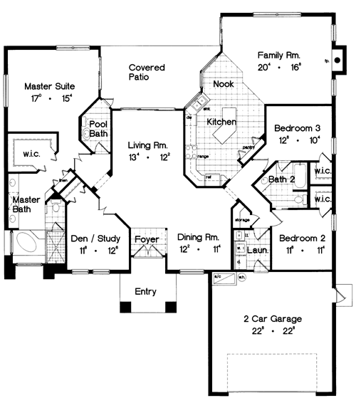 Contemporary Florida Mediterranean One-Story Level One of Plan 63289