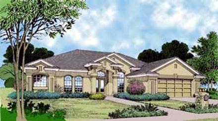 Contemporary Florida Mediterranean One-Story Elevation of Plan 63289