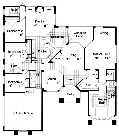 Contemporary Florida Mediterranean One-Story Level One of Plan 63291
