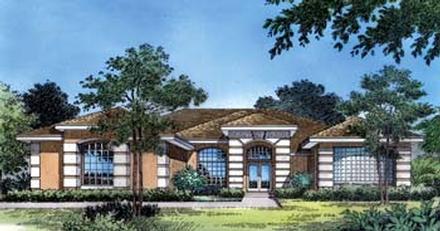 Contemporary Florida Mediterranean One-Story Elevation of Plan 63291