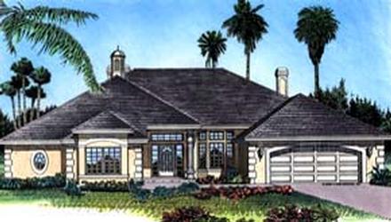 Contemporary Florida Mediterranean One-Story Elevation of Plan 63292