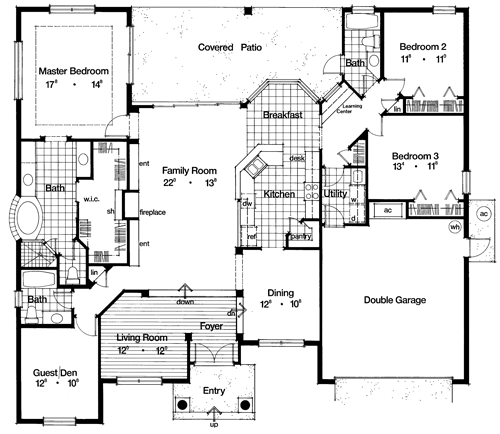 Contemporary Florida Mediterranean One-Story Level One of Plan 63294