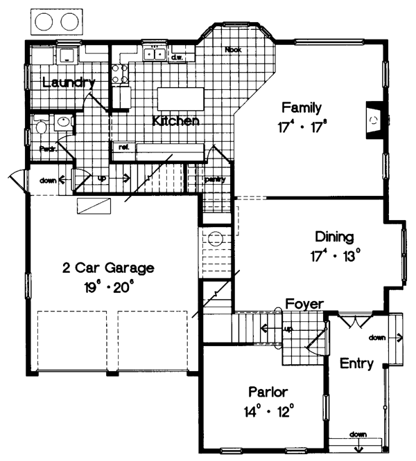 Colonial Southern Traditional Level One of Plan 63295