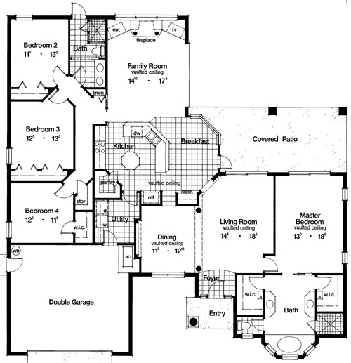 Contemporary Florida Mediterranean One-Story Level One of Plan 63304
