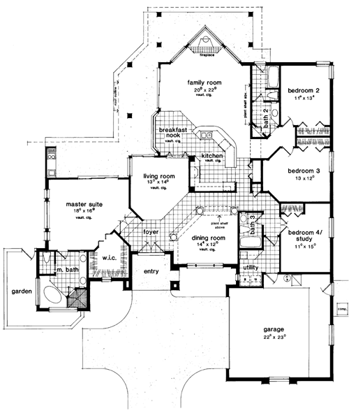 Contemporary Florida Mediterranean One-Story Level One of Plan 63305