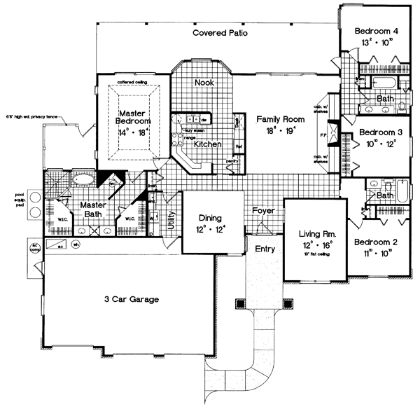 Contemporary Florida Mediterranean One-Story Level One of Plan 63306