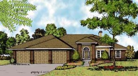 Contemporary Florida Mediterranean One-Story Elevation of Plan 63306