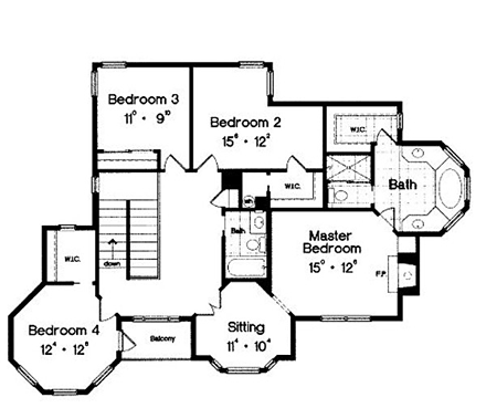 House Plan 63319 Second Level Plan