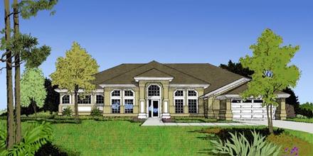 Contemporary Florida Mediterranean One-Story Elevation of Plan 63320