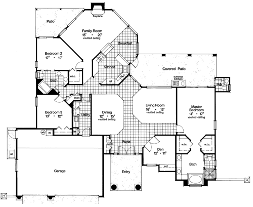 Contemporary Florida Mediterranean One-Story Level One of Plan 63322