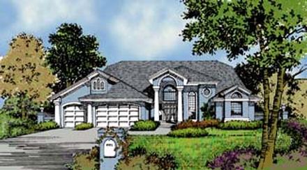 Contemporary Florida Mediterranean One-Story Elevation of Plan 63322