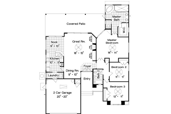 Contemporary Craftsman Ranch Level One of Plan 63323