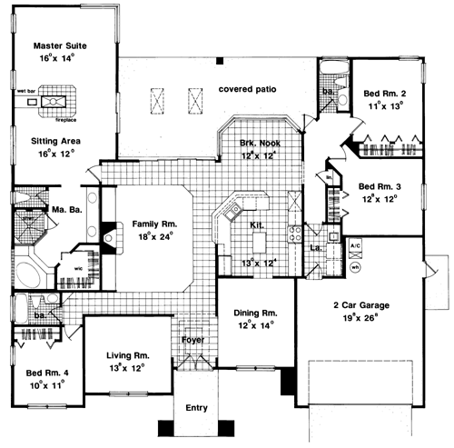 Contemporary Florida Mediterranean One-Story Level One of Plan 63324