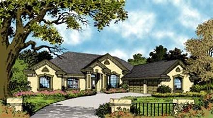 Contemporary Florida Mediterranean One-Story Elevation of Plan 63329