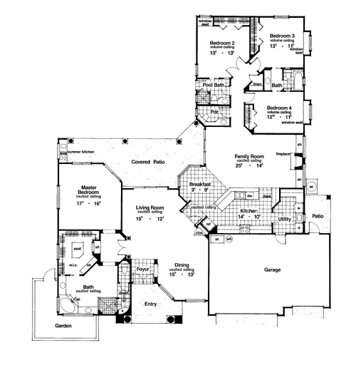 Contemporary Florida Mediterranean One-Story Level One of Plan 63335
