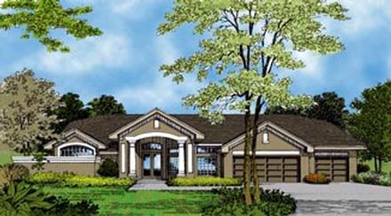 Contemporary Florida Mediterranean One-Story Elevation of Plan 63335