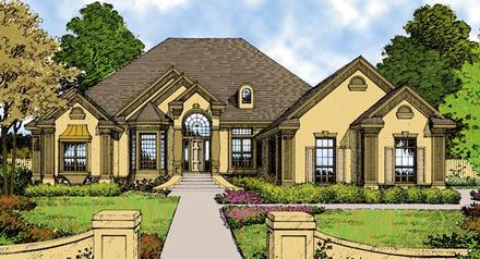 Contemporary Mediterranean One-Story Traditional Elevation of Plan 63336