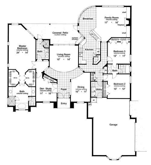 Florida Mediterranean One-Story Traditional Level One of Plan 63337