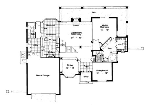 Contemporary Florida Mediterranean One-Story Level One of Plan 63338