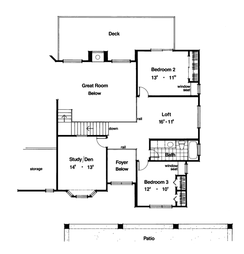 Contemporary Florida Mediterranean One-Story Level Two of Plan 63338