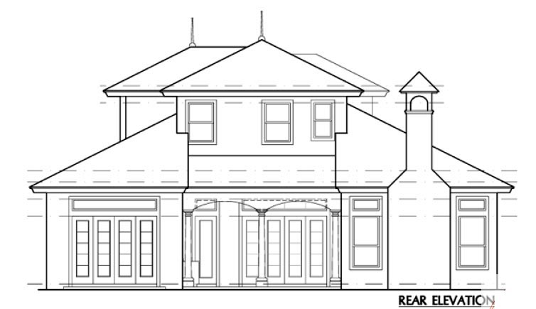 Florida Mediterranean One-Story Traditional Rear Elevation of Plan 63339