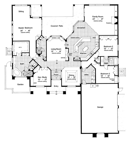 Contemporary Florida Mediterranean One-Story Level One of Plan 63351