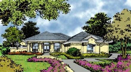 Contemporary Florida Mediterranean One-Story Elevation of Plan 63351