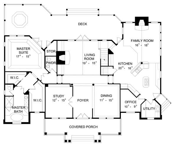 Country Farmhouse Traditional Level One of Plan 63355