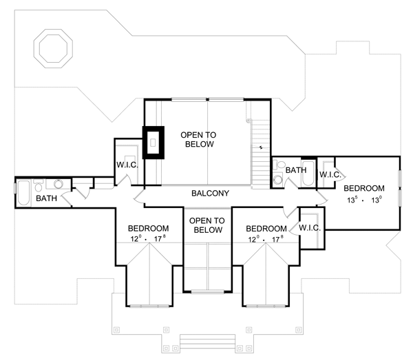 Country Farmhouse Traditional Level Two of Plan 63355