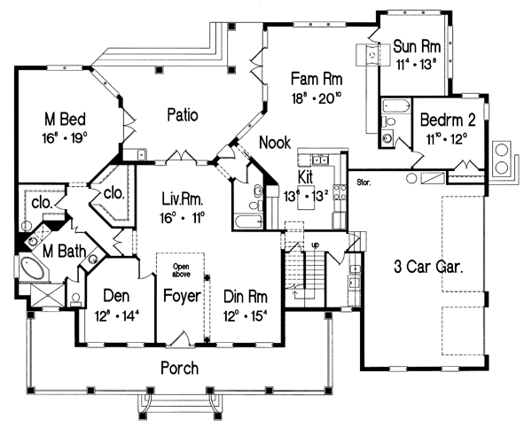 Colonial Southern Traditional Level One of Plan 63360