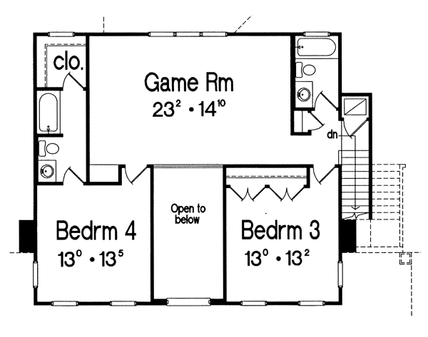 Colonial Southern Traditional Level Two of Plan 63360