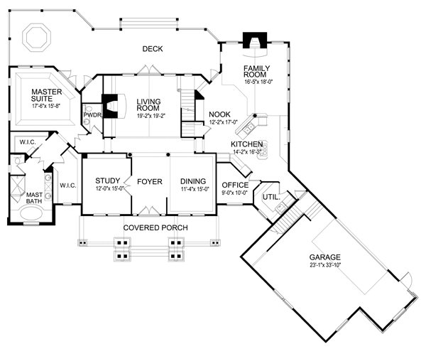 Farmhouse Traditional Level One of Plan 63361