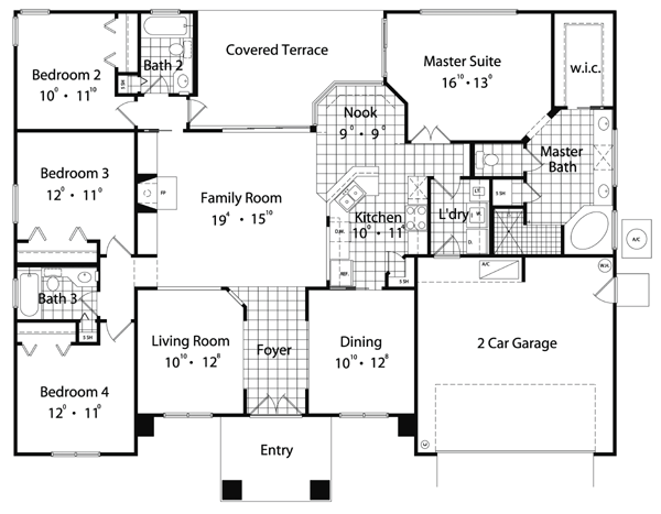 Contemporary Florida Mediterranean One-Story Level One of Plan 63364