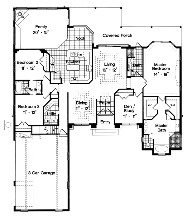 Contemporary Florida Mediterranean One-Story Level One of Plan 63369