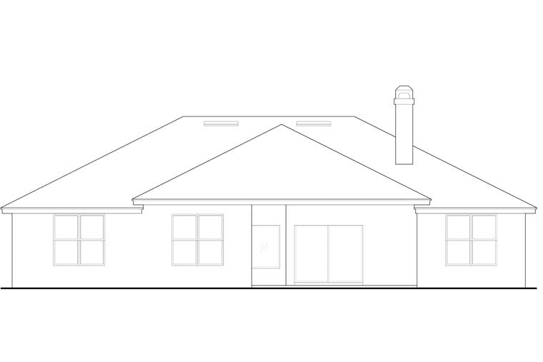 European Mediterranean Southern Rear Elevation of Plan 63372