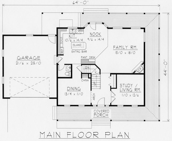 Country Farmhouse Level One of Plan 63523