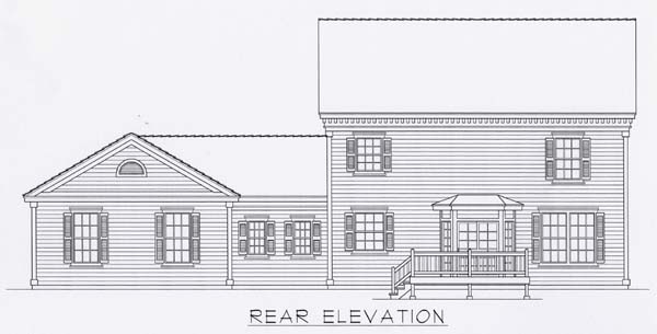 Colonial Rear Elevation of Plan 63527