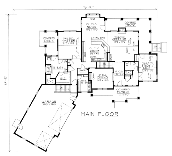Craftsman Ranch Level One of Plan 63528