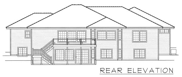 Contemporary Ranch Rear Elevation of Plan 63542