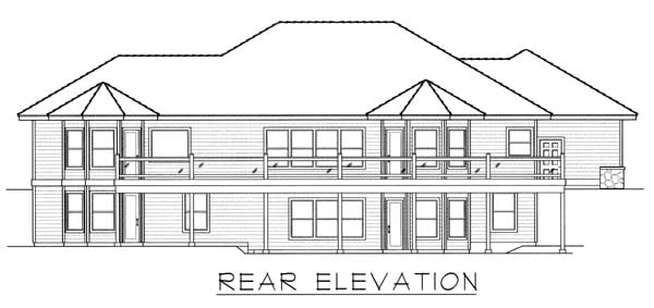 Contemporary Ranch Rear Elevation of Plan 63551