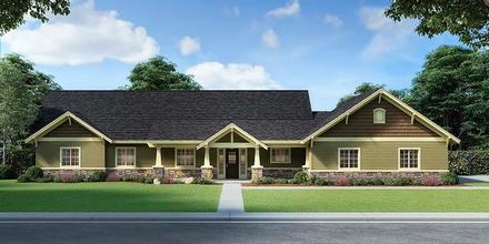 Country Craftsman Ranch Elevation of Plan 63556