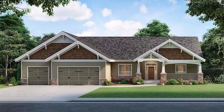 Craftsman Ranch Traditional Elevation of Plan 63558