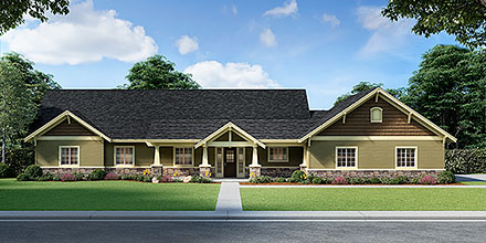 Country Craftsman Elevation of Plan 63559