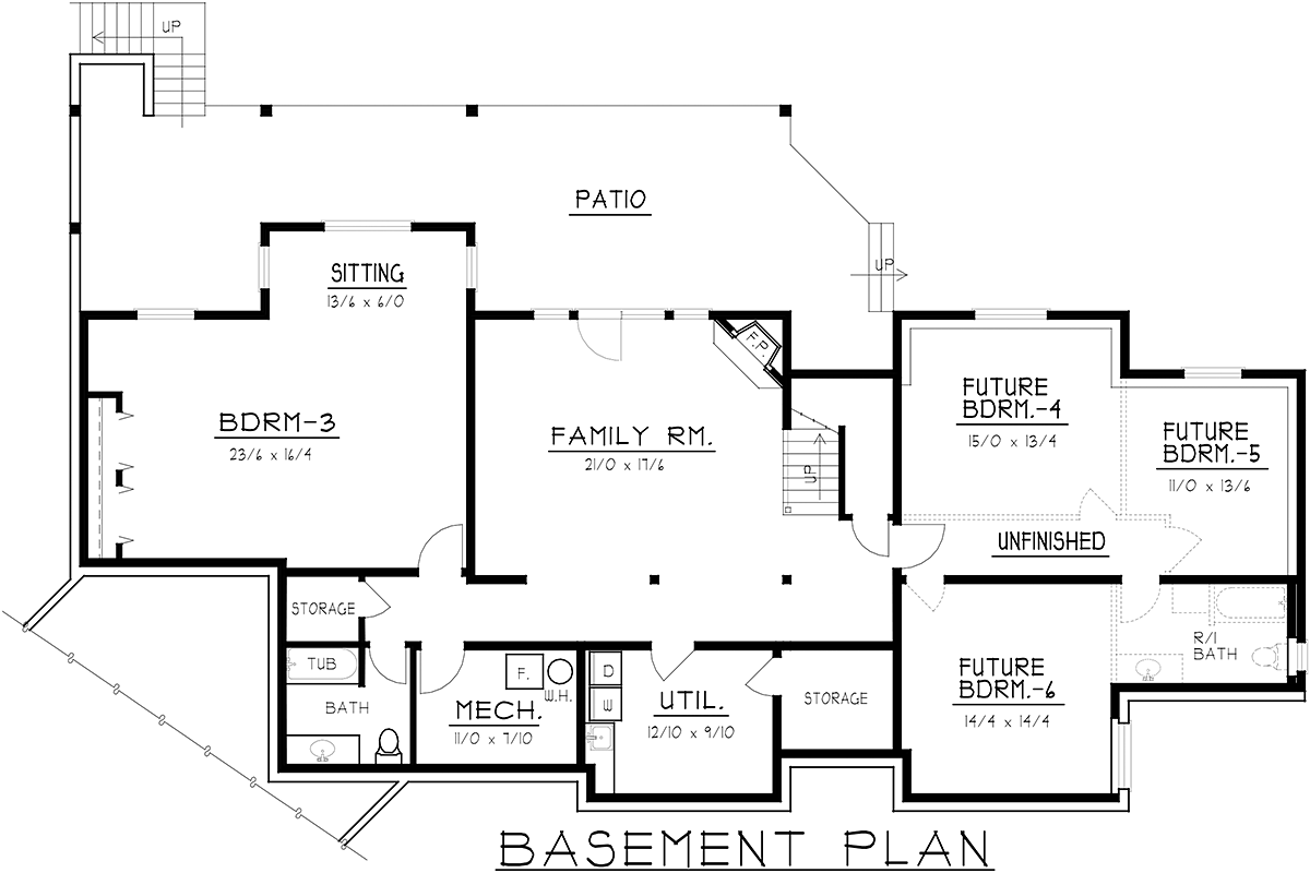 Craftsman Lower Level of Plan 63560