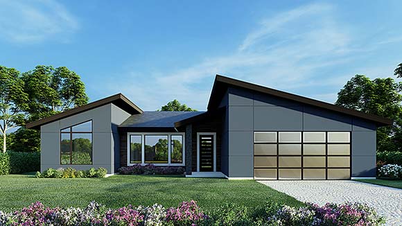 Contemporary, Modern House Plan 63591 with 3 Beds, 2 Baths, 2 Car Garage