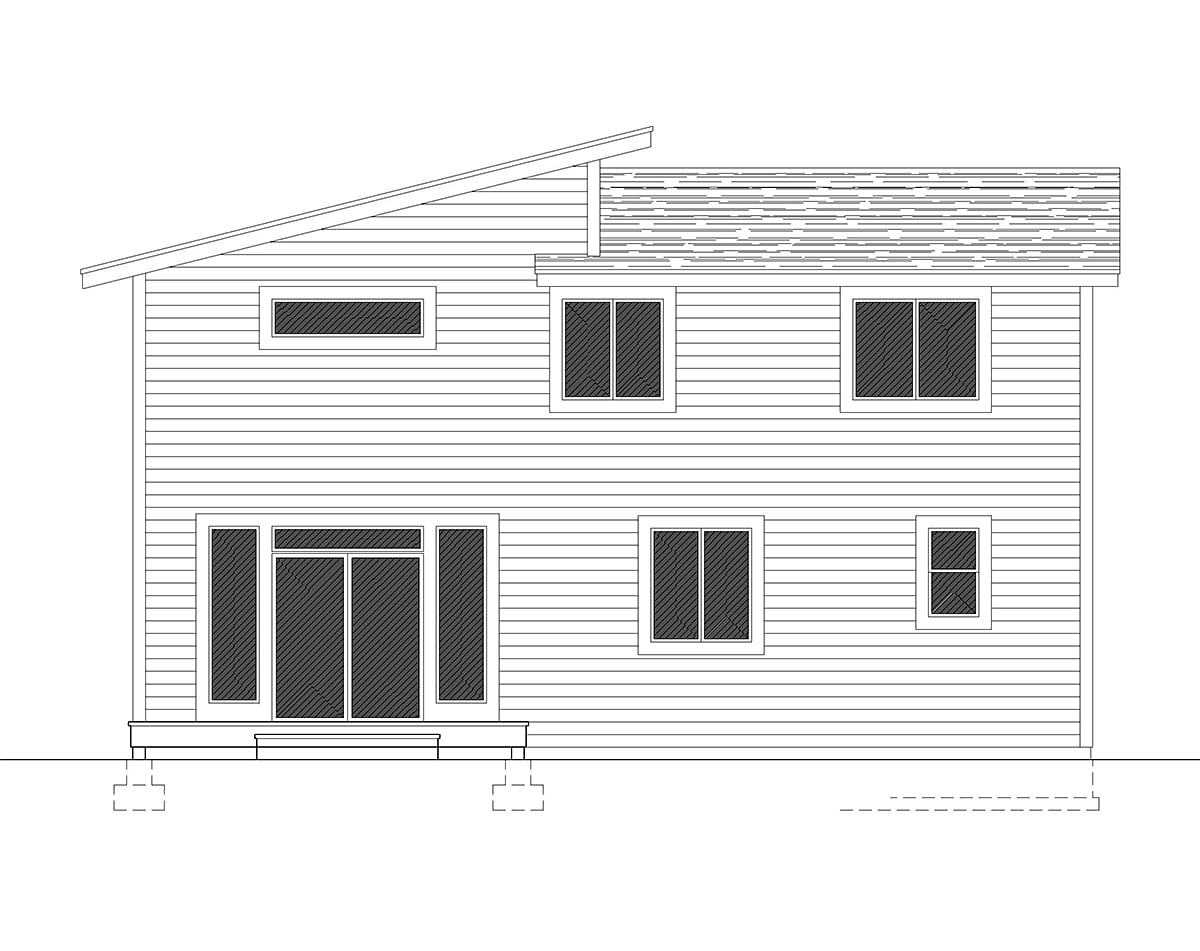 Contemporary Modern Rear Elevation of Plan 63596