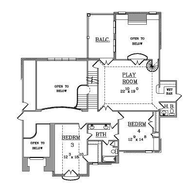 House Plan 63707 Second Level Plan