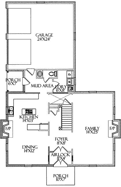 Farmhouse Level One of Plan 64407