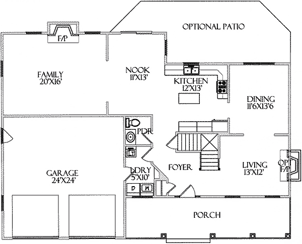 Farmhouse Level One of Plan 64410